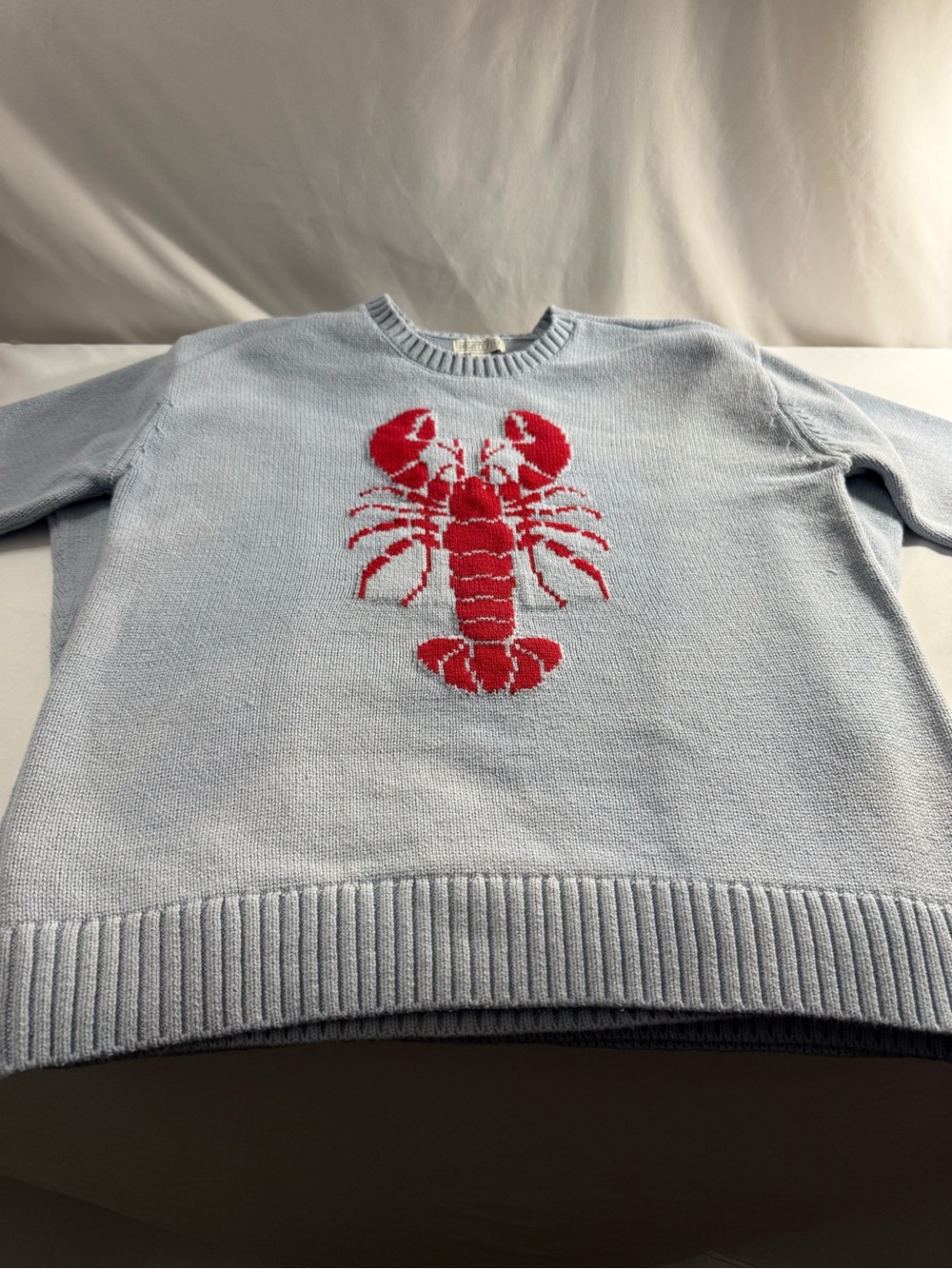 Mighty Fine Light Blue Crewneck Sweater with Red Lobster - Picture 5 of 5